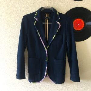 Look Up//Rag & Bone Navy Merino Wool Floral Blazer